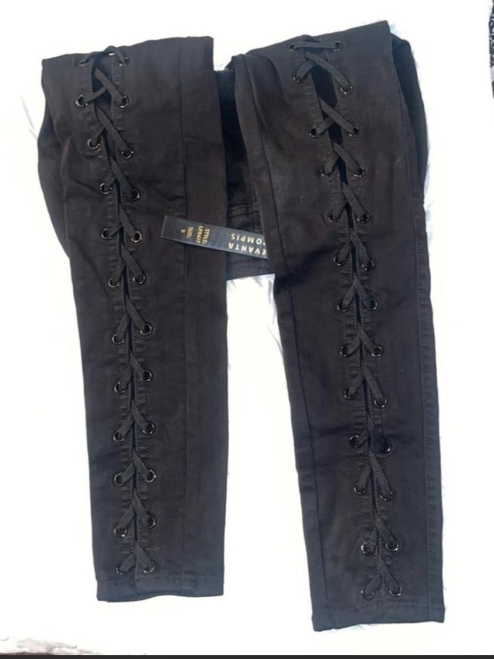 NWT Corset Lace-up Black Skinny Jeans Watch L.A.